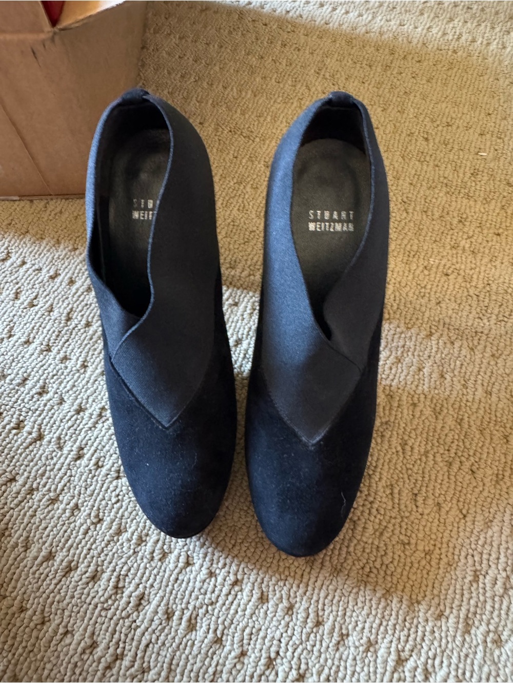 Unworn Stuart Weitzman Black Suede Ankle Booties